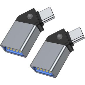ZJKJHJY USB C to USB Adapter, 45 Degree USB C Male to USB 3.0 Female Adapter OTG Converter Compatible with MacBook Pro 2019/2018, Samsung and More USB-C Device,(2 Pack)