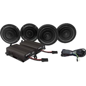 مجموعة Wild Boar Audio WBA ULTRA KIT مع مكبرات صوت مزدوجة، طاقة RMS 600 واط، مكبرات صوت أمامية وخلفية 6.5 بوصة (4 عبوات)، تناسب دراجات Harley-Davidson النارية 2014-2024