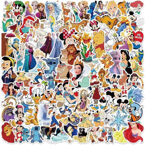 100Pcs Kids Stickers Pack Princess Stickers Cute Cartoon Characters Stickers Movie Decal Childrens Decorative Sticker for Kids Teens Adults Waterproof Stickers for Water Bottle Laptop Luggage