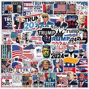 53pcs Trump Stickers, Donald Trump Stickers USA Flag Decals American Flag Aesthetic Vinyl Waterproof Stickers for Laotop Water Bottle Phone Luggage