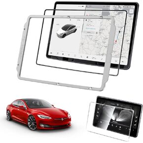 ZUSLAB Complete Screen Protection for Tesla Model 3 2024: Front and Back Seat Tempered Glass Protectors, Installation Frame Included for Front Screen, 2-Piece Set