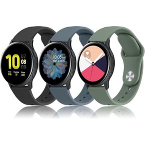 3 Pack Silicone Bands for Samsung Galaxy Watch Active/Samsung Galaxy Active 2 Watch Bands 40mm 44mm Women Men, 20mm Soft Silicone Sport Strap Replacement Wristbands for Samsung Galaxy Active/Active 2