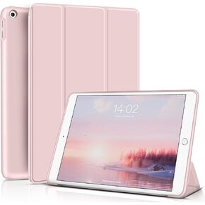 Aoub Case for iPad 9th Generation 2021 10.2 inch, iPad 8th/7th Gen 2020/2019, Without Pencil Holder, Soft TPU Back Case, Slim Lightweight Stand Protective Smart Cover, Auto Sleep/Wake - Light Pink