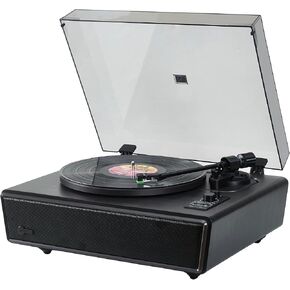 Huygens High Fidelity Bluetooth Record Player with Built-in Speakers Belt Drive Vinyl Turntable with Moving Magnet Cartridge, Bluetooth Input Output and Aux-in (Huygens Black) in Saudi Arabia