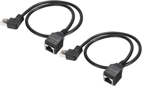 MECCANIXITY Male to Female 5e Network Extension Cable 19.7 Inch Length Left Bend for Home Office Networks Pack of 2 in Saudi Arabia
