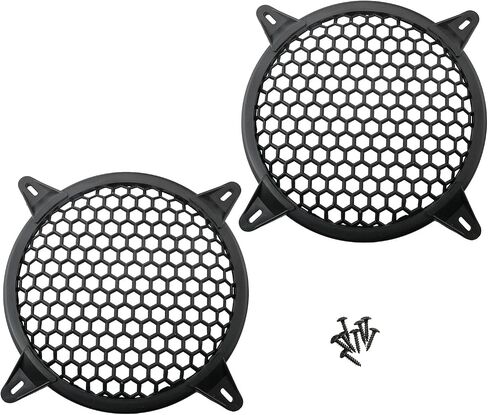 2pcs 6" Protective Cover for Speaker Grille, Hard Plastic Car Subwoofer Metal Round Metal Mesh Cover, Black in Saudi Arabia