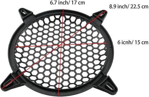 2pcs 6" Protective Cover for Speaker Grille, Hard Plastic Car Subwoofer Metal Round Metal Mesh Cover, Black in Saudi Arabia