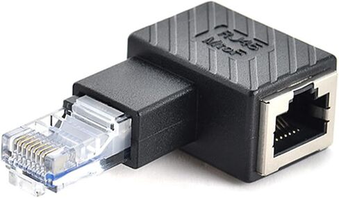 VIMVIP 90 Degree Ethernet LAN RJ45 Male to Female Network Adapter, Right Angle Network Cat5 / Cat5e / Cat6 Extender Adapter for Modem, Router, PC, Network Printer, Laptop, LAN, etc (Left) in Saudi Arabia