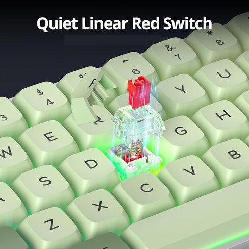 Green Matcha 65% Percent Small Mechanical Keyboard, 68 Key RGB Gaming Keyboard, Red Switch USB-C Wired Keyboard, PBT XDA Keycaps Compact Mini Keyboard for Game, Office (68 Matcha) in Kuwait