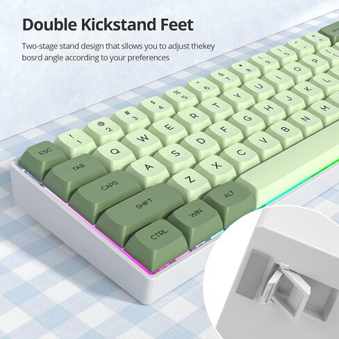Green Matcha 65% Percent Small Mechanical Keyboard, 68 Key RGB Gaming Keyboard, Red Switch USB-C Wired Keyboard, PBT XDA Keycaps Compact Mini Keyboard for Game, Office (68 Matcha) in Kuwait