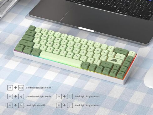 Green Matcha 65% Percent Small Mechanical Keyboard, 68 Key RGB Gaming Keyboard, Red Switch USB-C Wired Keyboard, PBT XDA Keycaps Compact Mini Keyboard for Game, Office (68 Matcha) in Saudi Arabia