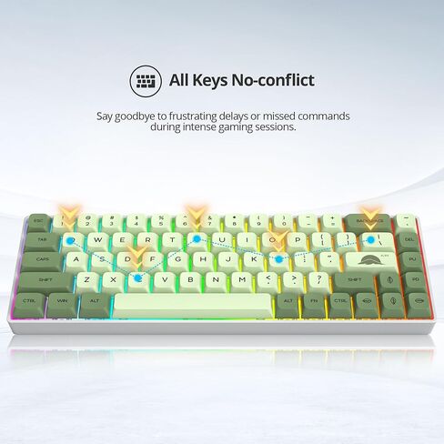 Green Matcha 65% Percent Small Mechanical Keyboard, 68 Key RGB Gaming Keyboard, Red Switch USB-C Wired Keyboard, PBT XDA Keycaps Compact Mini Keyboard for Game, Office (68 Matcha) in Kuwait