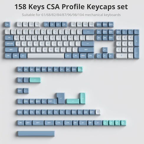 CSA Profile PBT Keycaps - Double Shot Green and Black 160 Keys Custom Keycap Set - Compatible with 60% 65% 75% 80% Full Size Layouts Cherry MX Switches Mechanical Keyboard (Soundwave) in Saudi Arabia