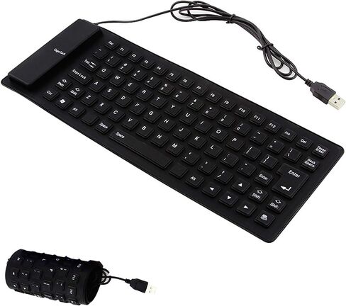 Soft Silicone Keyboard, Foldable Keyboard, Silent, Portable Silicone Wired Keyboard, USB+PS2 Interface, Convertible, Waterproof and dustproof, for Desktop Computers, notebooks, 85 Keys (Blue) in Saudi Arabia