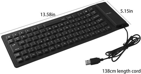 Soft Silicone Keyboard, Foldable Keyboard, Silent, Portable Silicone Wired Keyboard, USB+PS2 Interface, Convertible, Waterproof and dustproof, for Desktop Computers, notebooks, 85 Keys (Blue) in Saudi Arabia