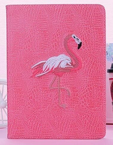 iPad Air 10.5" (3rd Generation) 2019 Case, iPad Pro 10.5" 2017 Case, Pink Flamingo 3D embroideries Smart auto Sleep/Wake with Stand Folio PU Crocodile Leather Hard Cover Case (Flamingo) (Flamingo) in Saudi Arabia