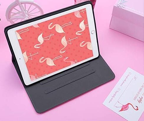 iPad Air 10.5" (3rd Generation) 2019 Case, iPad Pro 10.5" 2017 Case, Pink Flamingo 3D embroideries Smart auto Sleep/Wake with Stand Folio PU Crocodile Leather Hard Cover Case (Flamingo) (Flamingo) in Saudi Arabia