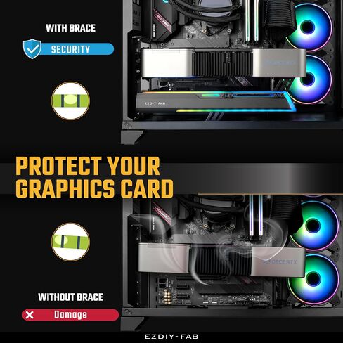 EZDIY-FAB 5V ARGB GPU حامل دعامة بطاقة الرسومات GPU يدعم قوس حامل بطاقة الفيديو، هيكل قابل للتمدد، حامل بطاقة الفيديو / دعم قوس الحافظة RX7990XTX، RTX4090، Black-341 in Kuwait