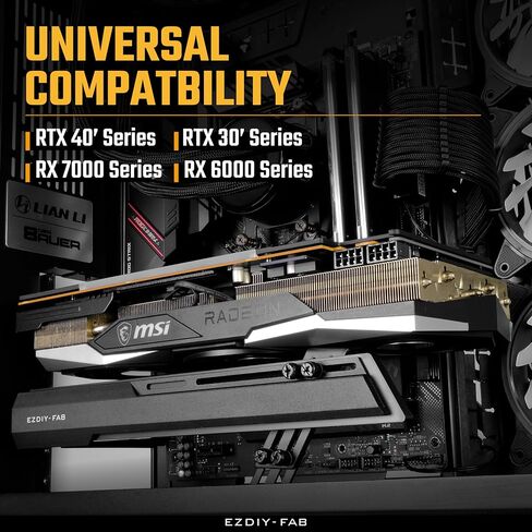 EZDIY-FAB 5V ARGB GPU Holder Brace Graphics Card GPU Support Video Card Holder Bracket, Strenchable Structure, Video Card Sag Holder/Holster Bracket Support RX7990XTX, RTX4090, Black-341 in Kuwait