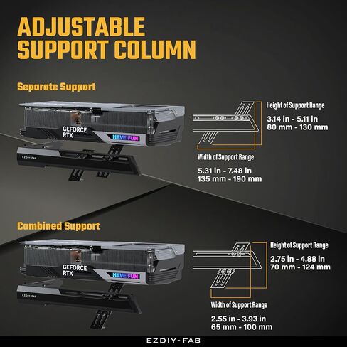 EZDIY-FAB 5V ARGB GPU Holder Brace Graphics Card GPU Support Video Card Holder Bracket, Strenchable Structure, Video Card Sag Holder/Holster Bracket Support RX7990XTX, RTX4090, Black-341 in Kuwait
