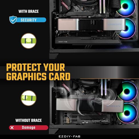 EZDIY-FAB 5V ARGB GPU Holder Brace Graphics Card GPU Support Video Card Holder Bracket, Strenchable Structure, Video Card Sag Holder/Holster Bracket Support RX7990XTX, RTX4090, Black-341 in Kuwait