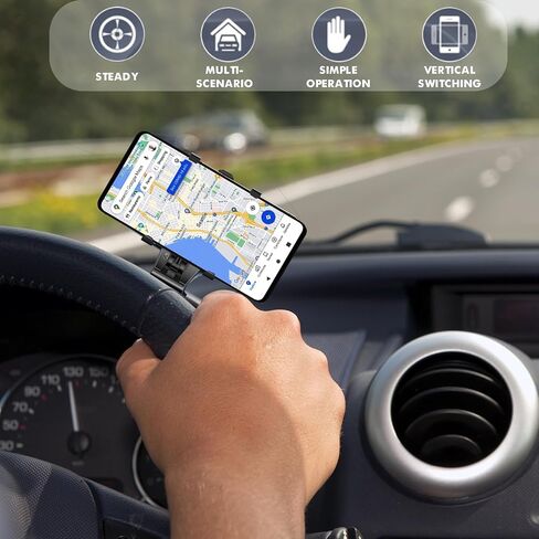 حامل مشبك هاتف السيارة العالمي للوحة القيادة، دوران 360 درجة متعدد الوظائف للوحة قيادة السيارة مشبك حامل الهاتف المحمول متوافق مع الهواتف الذكية 4-7 بوصة in Kuwait