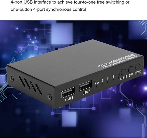 Generic 1 لـ 4 وحدة تحكم مزامنة ماوس لوحة المفاتيح USB، 4 منافذ KVM Switcher Splitter، تحكم متزامن، سرعة عالية تصل إلى 12 ميجابت في الثانية، التوصيل والتشغيل بدون سائق، Generic60gacpy2e3 in Kuwait