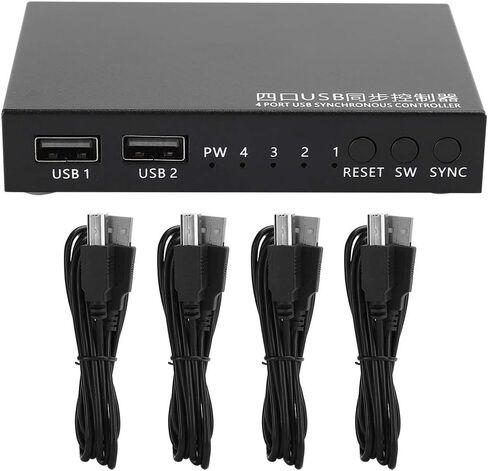 Generic 1 لـ 4 وحدة تحكم مزامنة ماوس لوحة المفاتيح USB، 4 منافذ KVM Switcher Splitter، تحكم متزامن، سرعة عالية تصل إلى 12 ميجابت في الثانية، التوصيل والتشغيل بدون سائق، Generic60gacpy2e3 in Kuwait