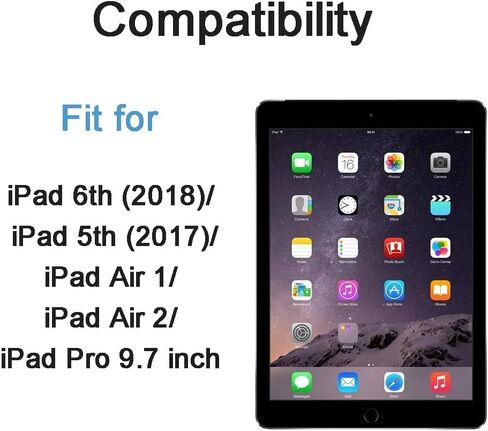 تصميم لجهاز Apple 9.7 بوصة iPad 6th / 5th / iPad Air 2 / iPad Air 1 واقي شاشة من الزجاج المقوى، مضاد للخدش، خالٍ من الفقاعات، عالي الوضوح (عبوة من قطعتين) in Saudi Arabia