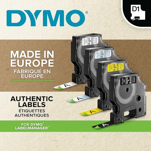DYMO 45010 D1 Polyester Removable Label Tape, 1/2-Inch x 23 ft, Black on Clear in Saudi Arabia