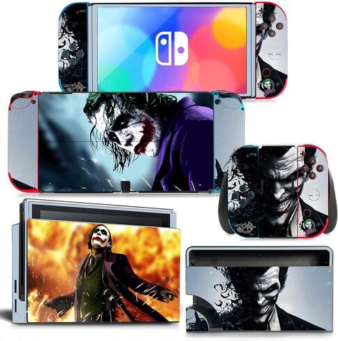 ملصق جلدي واقٍ من الفينيل لجهاز Nintendo Switch OLED، كوميدي، مقاوم للخدش، غطاء واقي Joker payaso in Kuwait