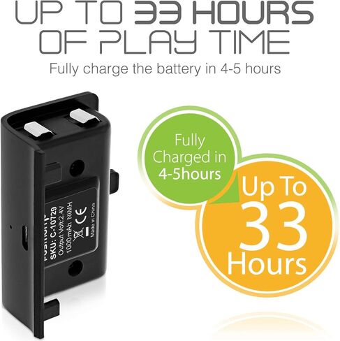 وحدة تحكم Fosmon Xbox One بقدرة 1000 مللي أمبير في الساعة، حزمة بطارية قابلة لإعادة الشحن (عبوة واحدة) مع كابل شحن Micro USB بطول 10 أقدام لوحدة تحكم Xbox One S/X/Elite، تعمل أيضًا مع Fosmon Dock C-10659/C-10709 in Kuwait