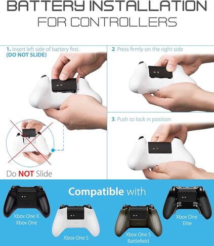 وحدة تحكم Fosmon Xbox One بقدرة 1000 مللي أمبير في الساعة، حزمة بطارية قابلة لإعادة الشحن (عبوة واحدة) مع كابل شحن Micro USB بطول 10 أقدام لوحدة تحكم Xbox One S/X/Elite، تعمل أيضًا مع Fosmon Dock C-10659/C-10709 in Kuwait