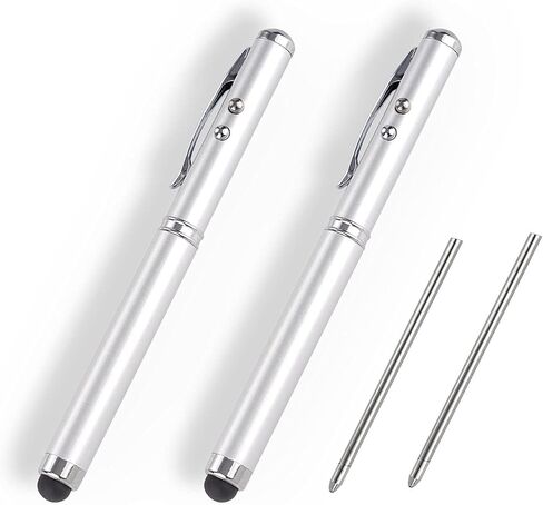 Metal Multi-Function Pen, Touch Screen Stylus, Flashlight with White Light, Infrared, Creative Christmas and Birthday Gifts (2 Silver) in Saudi Arabia