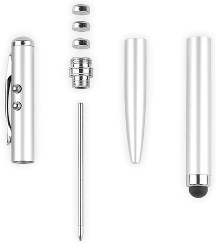 Metal Multi-Function Pen, Touch Screen Stylus, Flashlight with White Light, Infrared, Creative Christmas and Birthday Gifts (2 Silver) in Saudi Arabia