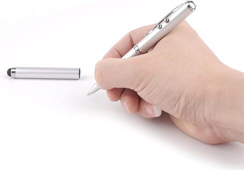 Metal Multi-Function Pen, Touch Screen Stylus, Flashlight with White Light, Infrared, Creative Christmas and Birthday Gifts (2 Silver) in Saudi Arabia