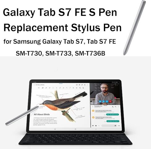 2 حزمة من قلم Galaxy Tab S7 FE S باللون الفضي الغامض لجهاز Samsung Galaxy Tab S7، Tab S7 FE SM-T730، SM-T733، SM-T736B قلم لمس (بدون بلوتوث) محول من النوع C in Kuwait