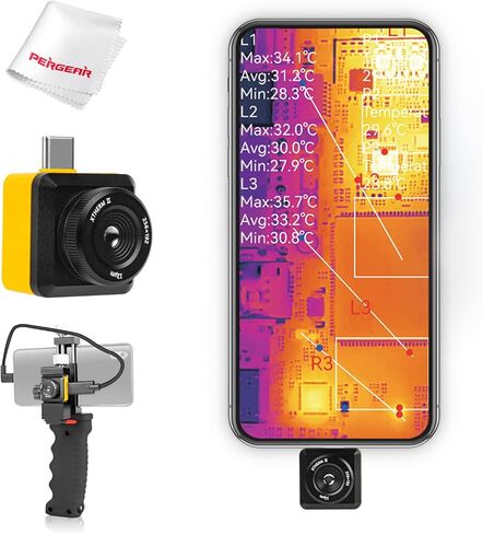 كاميرا InfiRay (Android فقط) T2S+ الحرارية، كاميرا Android Type-C T2S Plus بالأشعة تحت الحمراء تصوير حراري للهواتف الذكية، دقة 256X192 IR، عدسة ماكرو 8 مم، -20 درجة مئوية ~ 450 درجة مئوية، نطاق درجة الحرارة، القدرة على التحليل in Kuwait
