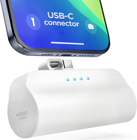 GALVANOX USB-C Battery Pack for iPhone 15 and 15 Pro Max - Fast Charging Type-C, Small Power Bank for Travel with Built-in Cable, 4000mAh (Fast Charging enabled) (1) in Saudi Arabia
