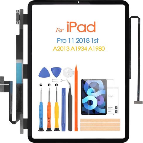 شاشة لمس لجهاز iPad Pro 11 بديل شاشة اللمس الثانية لجهاز iPad Pro 11 الجيل الأول 2018 محول رقمي A1980 A2013 A1934 A1979 زجاج مع مجموعات إصلاح (أسود، وليس شاشة LCD) in Saudi Arabia