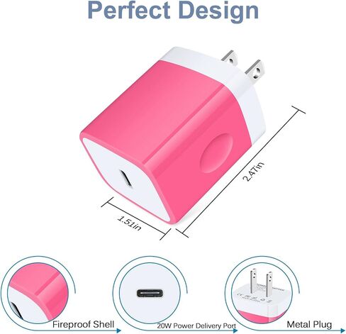 كتلة شاحن حائط سريع USB C لـ Google Pixel 7 Pro 6a 6 Pro 5a 5 4a 4 XL 3a 3XL، Samsung Galaxy S23+، S22، S21، S20، S10، Note 20/10، 20W 3A PD USB C Android محول طاقة للهاتف و6 أقدام كابل من النوع C إلى C in Saudi Arabia