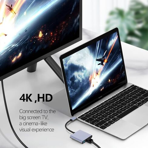 USB C to HDMI Multiport Adapter, Battrii Type-C Hub to HDMI 4K Output USB 3.0 Port and USB-C Charging Port, Type C Digital AV Adapter for MacBook Pro/air, iPad Pro, Galaxy S8/S9& More USB-C Devices in Saudi Arabia