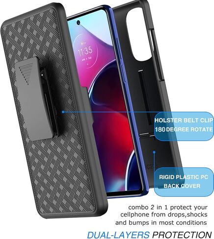 حافظة Tekcoo لهاتف Motorola Moto G Stylus 2022 5G [5G فقط] مشبك حافظة، [Tstra] هيكل صلب [مسند] حزام قفل آمن، مشبك دوار، غطاء حماية نحيف للغاية أسود in Saudi Arabia