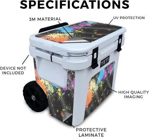 Glossy Glitter Cooler Skin Compatible with Yeti Roadie 32 Wheeled Cooler - Splatter - Premium 3M Vinyl Protective Wrap Decal Cover - Easy to Apply | Crafted in The USA by MightySkins in Saudi Arabia