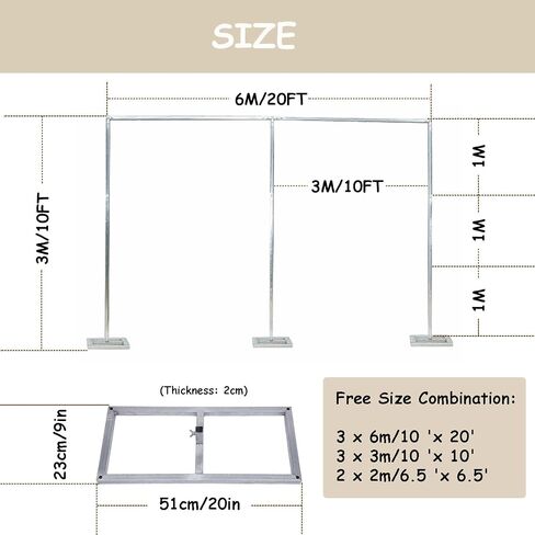 Professional Backdrop Stand Pipe Kit,10'x10' Heavy Duty Background Support System Curtain Frame Telescopic with Steel Base for Wedding Party Photography Trade Show Display in Saudi Arabia