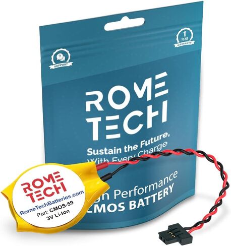 بطارية Rome Tech CR2016 CMOS BIOS لجهاز HP ProBook 450 G6، HP ProBook 450 G7، HP ProBook 440 G7 - بطارية احتياطية 3V RTC CR 2016 HP كمبيوتر محمول CMOS مع كابلين سلكيين in Saudi Arabia