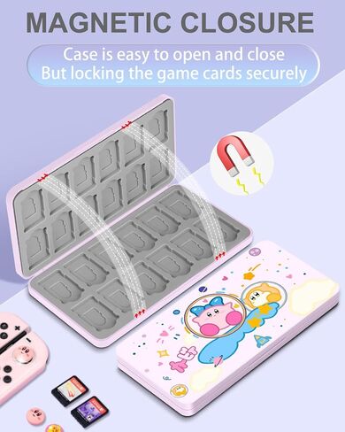 Xinocy for Nintendo Switch Game Case with 24 Game Holder Slots and 24 SD Micro Card Slots for Nintendo Switch/Lite/OLED,Cute Cartoon Games Cartridge Cases for Boys Kids Girls Kawaii Storage Box, Xing in Saudi Arabia