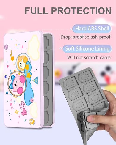 Xinocy for Nintendo Switch Game Case with 24 Game Holder Slots and 24 SD Micro Card Slots for Nintendo Switch/Lite/OLED,Cute Cartoon Games Cartridge Cases for Boys Kids Girls Kawaii Storage Box, Xing in Saudi Arabia