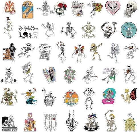 Sugar Skull Stickers 100pcs Horror Skull Stickers Waterproof Vinyl Decals Pack for Halloween Christmas Mexican Day of Dead Sticker for Laptop Water Bottle Luggage Bike Computer in Saudi Arabia