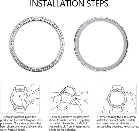 Watch Bezel Ring Compatible with Galaxy Watch 4 Anti Scratch Protection Case Bezel Loop Adhesive Cover Diamond Decorative Watch Accessory in Saudi Arabia